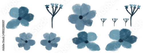 forget me not flowers, blue flowers on white, Blue flower floral watercolor for decoration, forget me not