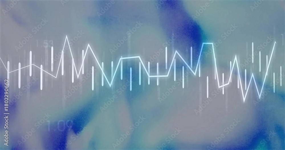 Obraz premium Displaying waveform line centered on digital dashboard, showing bars, glow, numeric tags