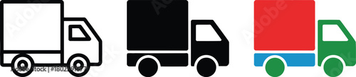 Delivery truck vector illustration in different styles and color variations