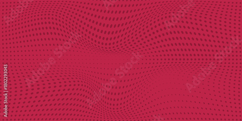Abstract gradient viva magenta trendy color comic pop-art halftone background. Burgundy maroon cambination with dotted style.