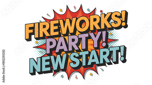 Festive fireworks party design a new start celebration vector illustration on white background
