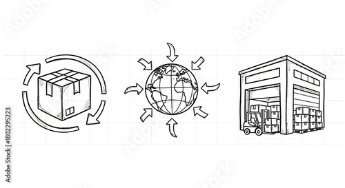 Global logistics and supply chain concepts: shipping, distribution, and warehousing