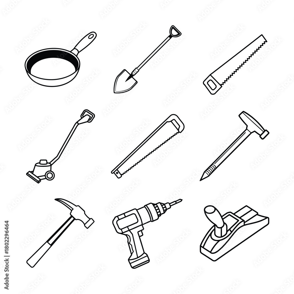 Naklejka premium set of working tool vector illustration