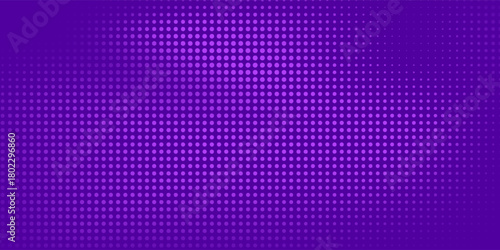 Abstract purple color with halftone pattern. Retro comic gradient background. Combination violet on pixelated dotted texture overlay.