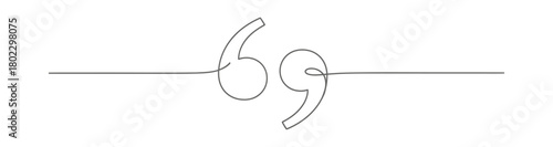 Quote Mark Continuous Line Drawing Style with Transparent Background Design Element
