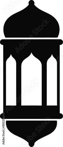 Traditional islamic lantern silhouette icon for ramadan celebration and eid al fitr vector