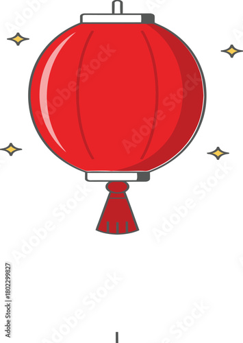 Solid red oval lantern with tapered tassel and minimal cap