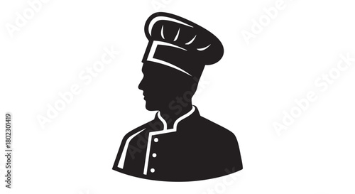 Elegant professional chef silhouette design with hat, representing culinary expertise, fine dining, and restaurant hospitality, perfect for branding and food service