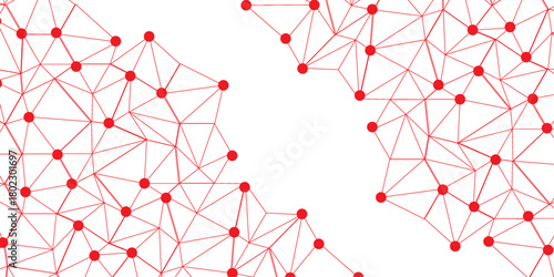 connected dot with red line .many squares and rectangle shapes .Internet connection network high digital technology with connecting points and dot	