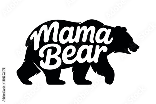 Mama Bear silhouette graphic with cursive lettering