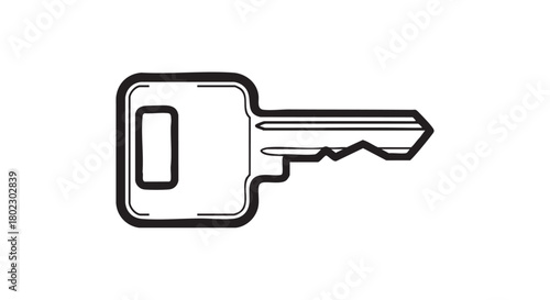 Minimalist key icon vector illustration. An outline graphic representing security, access, and unlocking opportunity or finding a solution