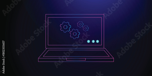 Abstract background Laptop displaying glowing digital financial charts  digital laptop displaying futuristic growth chart with