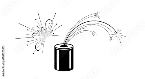 Festive celebration with a burst of colorful sparks from a party popper.