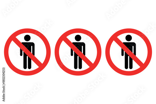 Three prohibition signs with a person silhouette indicate no entry or forbidden access.