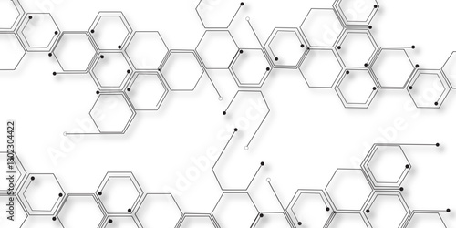 Abstract hexagon white background with shadow .white background Futuristic blue neon honeycombs. Modern technology design. Vector illustration.	
