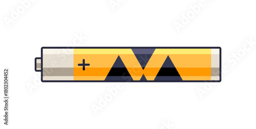 Lithium battery icon. Rechargeable patterned nickel accumulator. Reusable electrical energy cylinder cell for charging electronics with power. Flat isolated vector illustration on white background