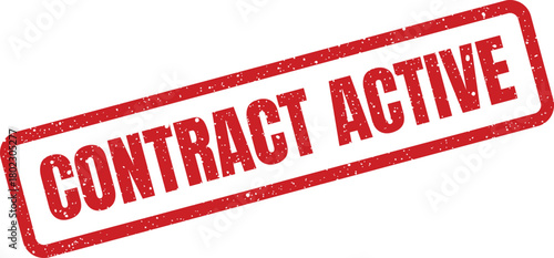 A bold red grunge rubber stamp with the phrase CONTRACT ACTIVE is clearly visible on a plain white backdrop
