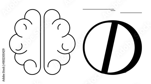Minimalist artistic brain outline paired with bold, abstract typography. Ideal for creativity, innovation, problem-solving, mental health, intelligence, brainstorming, and modern design concepts