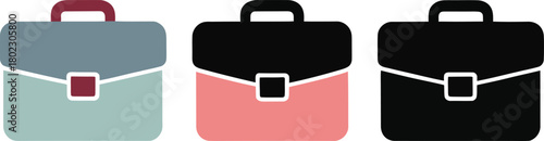 Colorful Business Briefcase Icons Representing Professionalism and Organization Concepts