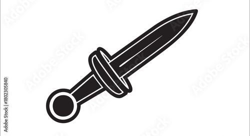 A sharp, pointed sword with a round pommel, ideal for historical representations and fantasy