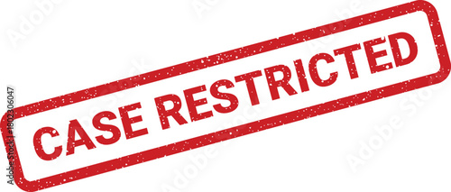 A bold red rectangular rubber stamp impression clearly displays the significant text CASE RESTRICTED on a clean white surface