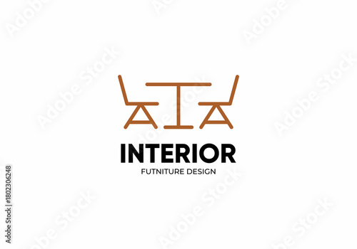 interior icon table and chair symbol illustration template logo vector