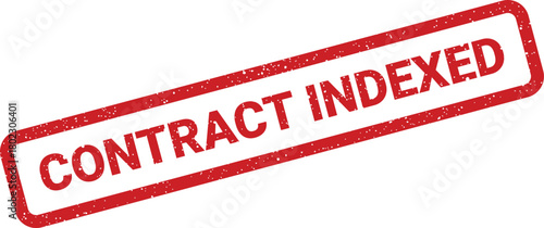A bold red rectangular stamp with grunge details highlights the phrase CONTRACT INDEXED against a white backdrop