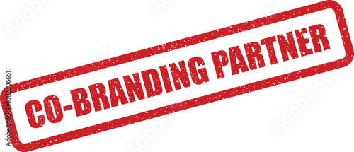 A bold red rubber stamp showing the important phrase CO BRANDING PARTNER on a pristine white background