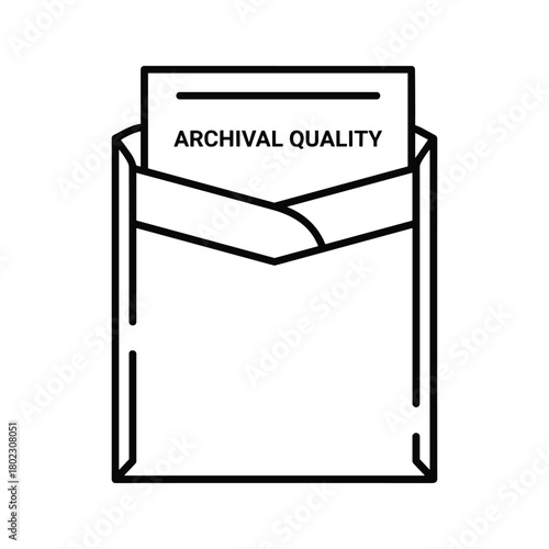 Archival quality document in envelope line icon representing data preservation and long-term storage concepts.