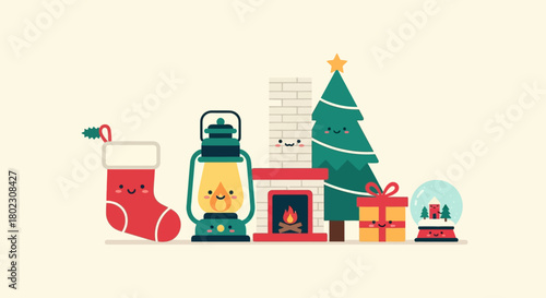 Whimsical Christmas Decorations with Cute Characters and Holiday Cheer