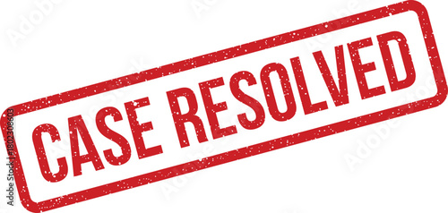 A distinct red rectangular rubber stamp impression clearly displays the important text CASE RESOLVED on a clean white surface