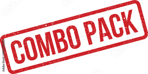 A distinct red rectangular rubber stamp features the bold text COMBO PACK with a textured grunge effect on a white setting