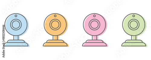 Webcam icon vector set, webcam camera icon set in trendy flat style illustration isolated on white background.