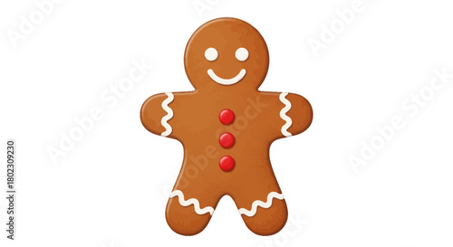 Delicious Gingerbread Man Cookie Decoration with White Icing, a Classic Christmas Treat