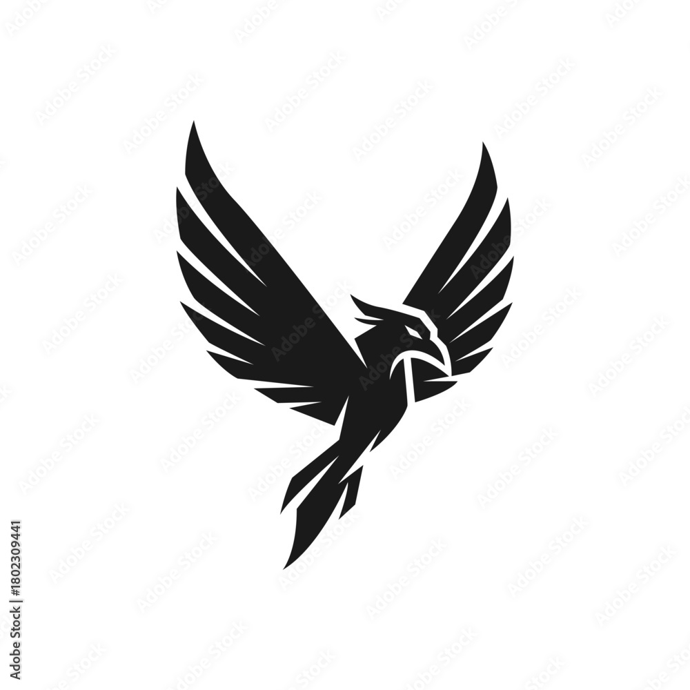 Fototapeta premium Flat design phoenix logo illustration
