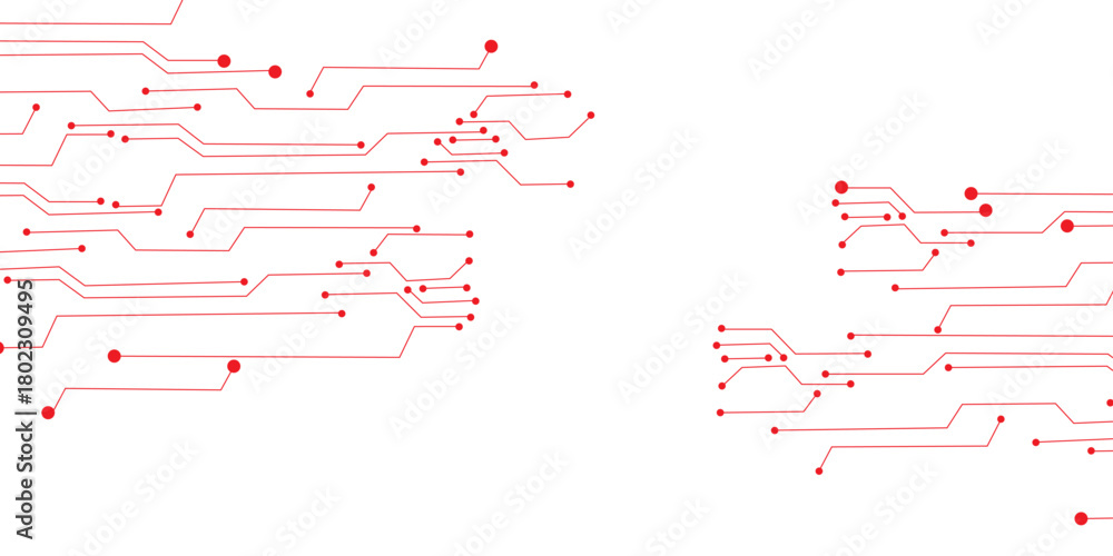 Obraz premium Red business process diagram with dots and shapes on white background.