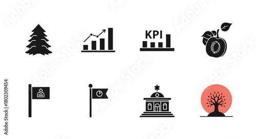 Minimalist icons collection featuring nature, business, and travel