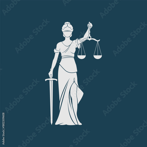 Lady Justice Justitia Goddess Logo for Attorney and Law. Law Firm ancient Logo template