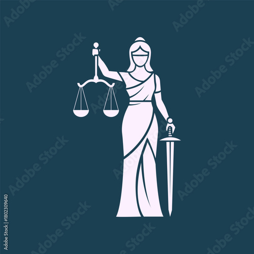 Lady Justice Justitia Goddess Logo for Attorney and Law. Law Firm ancient Logo template