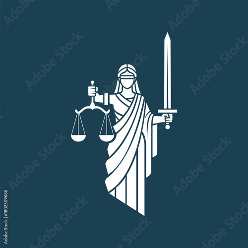 Lady Justice Justitia Goddess Logo for Attorney and Law. Law Firm ancient Logo template