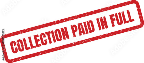 A distinctive red rectangular rubber stamp clearly displays the encouraging words COLLECTION PAID IN FULL on white