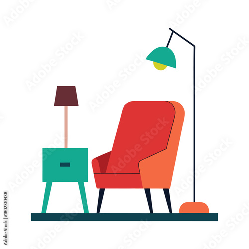 chair and lamp interior vector