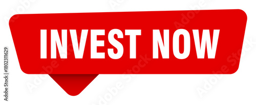 invest now red sticker isolated on transpatent background. invest now sign