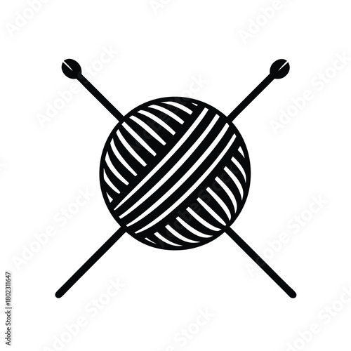 Knitting Needles And Yarn Icon Background