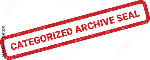 A distressed red rubber stamp imprint with Categorized Archive Seal prominently visible on white