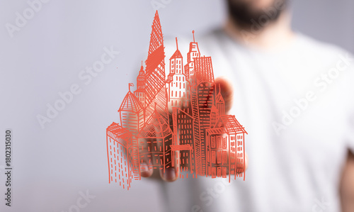 Hand drawn city sketch, urb...