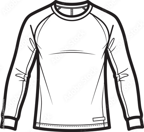Illustration of an outline of a long sleeved top or training shirt