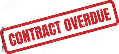 A prominent red rectangular textured rubber stamp clearly indicates the status CONTRACT OVERDUE on its surface