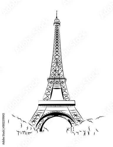eiffel tower vector on transparent background