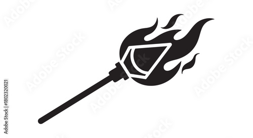 Burning Torch Icon Symbolic Representation of Knowledge, Enlightenment, and Discovery